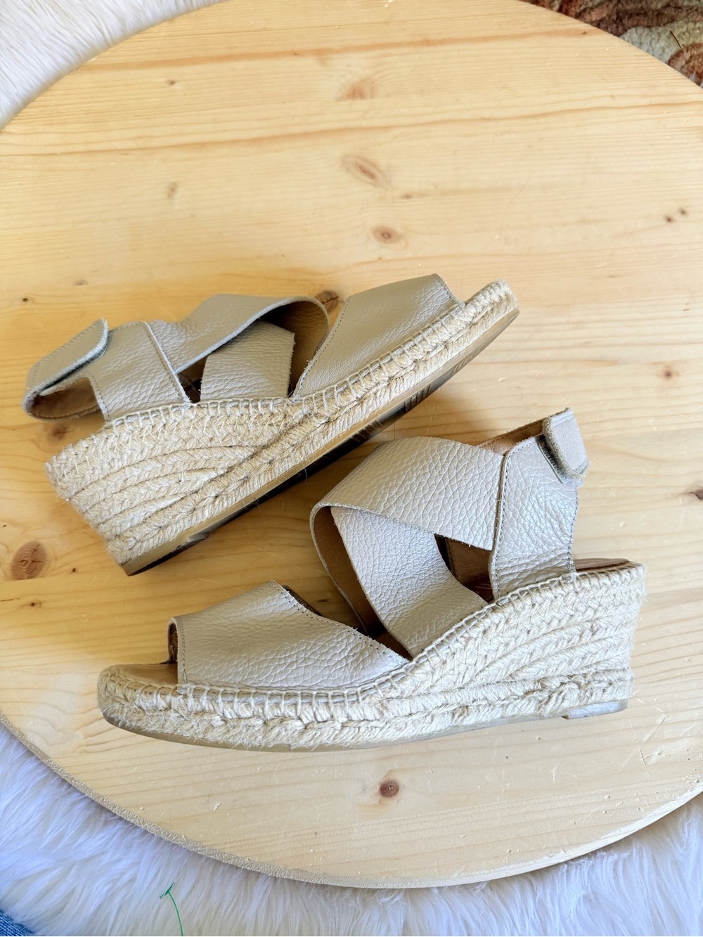 Kanna Leather Espadrille Wedge Sandals